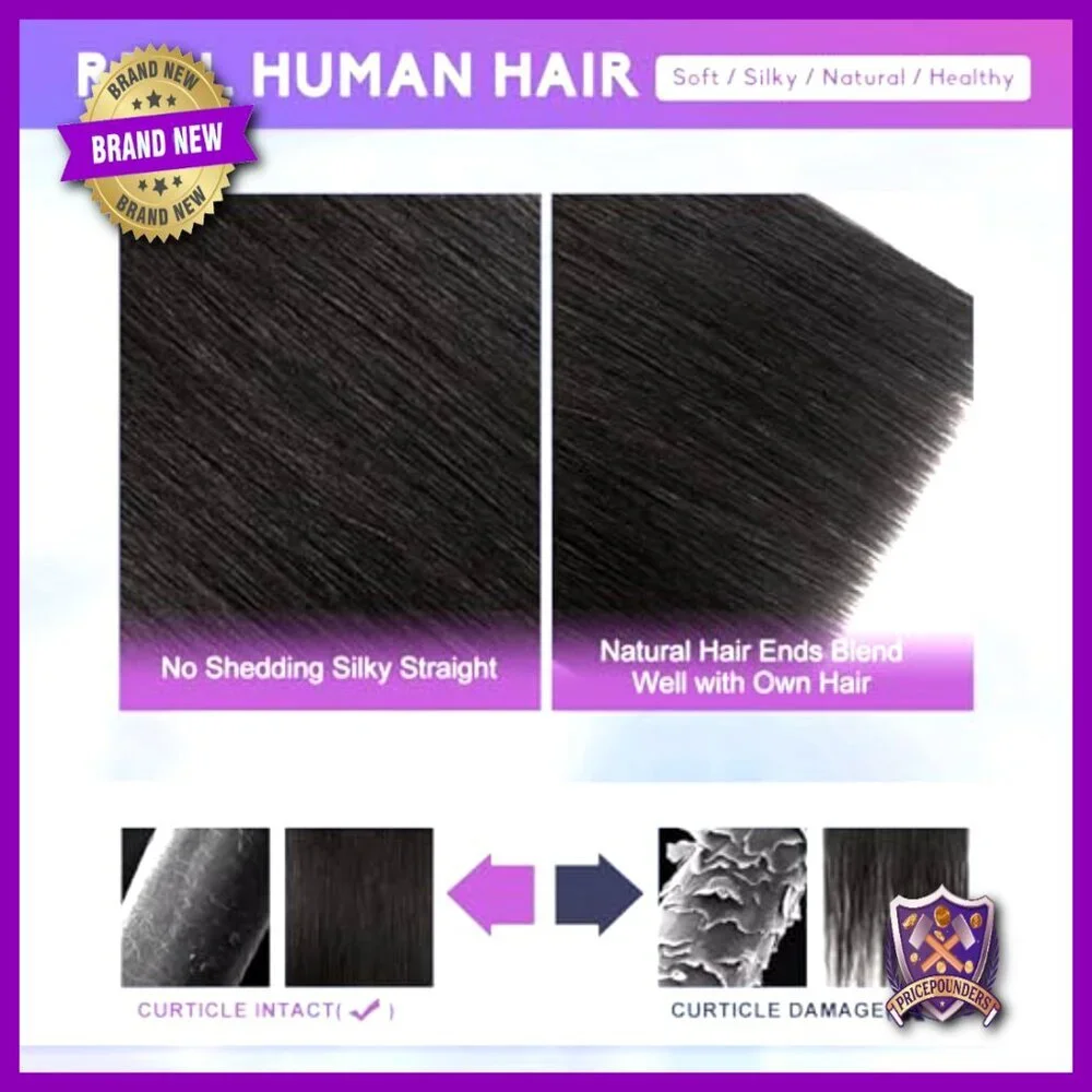 18 Inch Clip In Human Hair Extensions, 100g Straight Remy Hair, 8 Piece Set