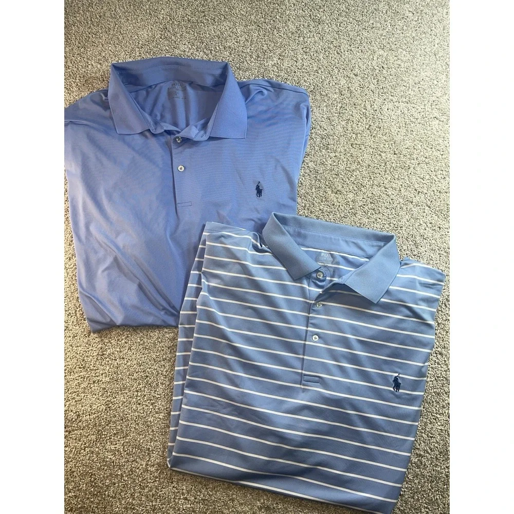 Lot Of 2 Polo Ralph Lauren Performance Polo Shirts Mens Big & Tall 4XLT Blue