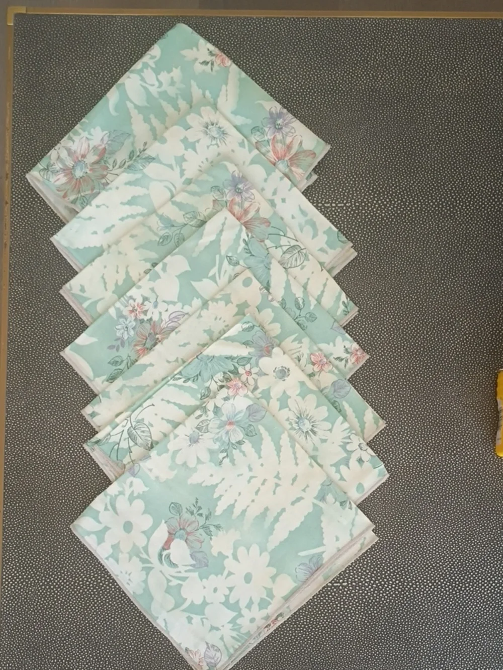 7 1960s vintage Floral Mint Green Party Napkins