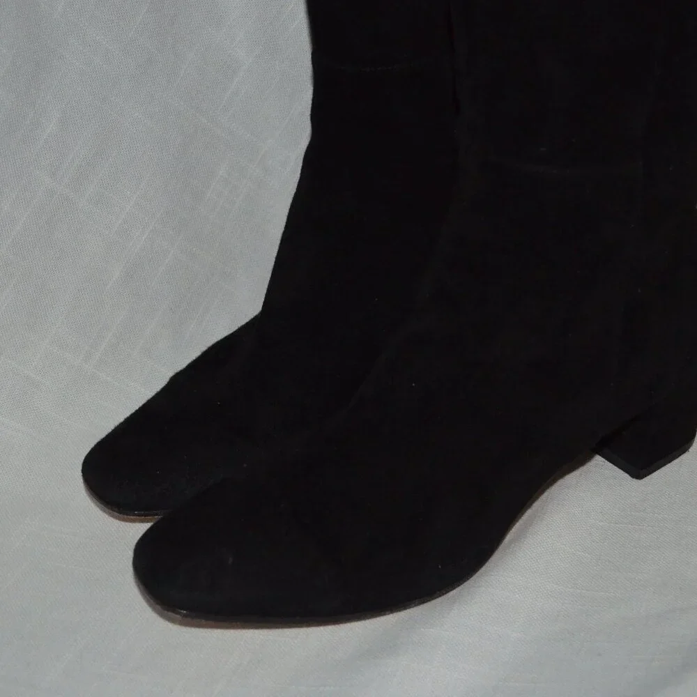 $2095 Sz 37.5 7 Gianvito Rossi Black Suede Over the Knee Boots