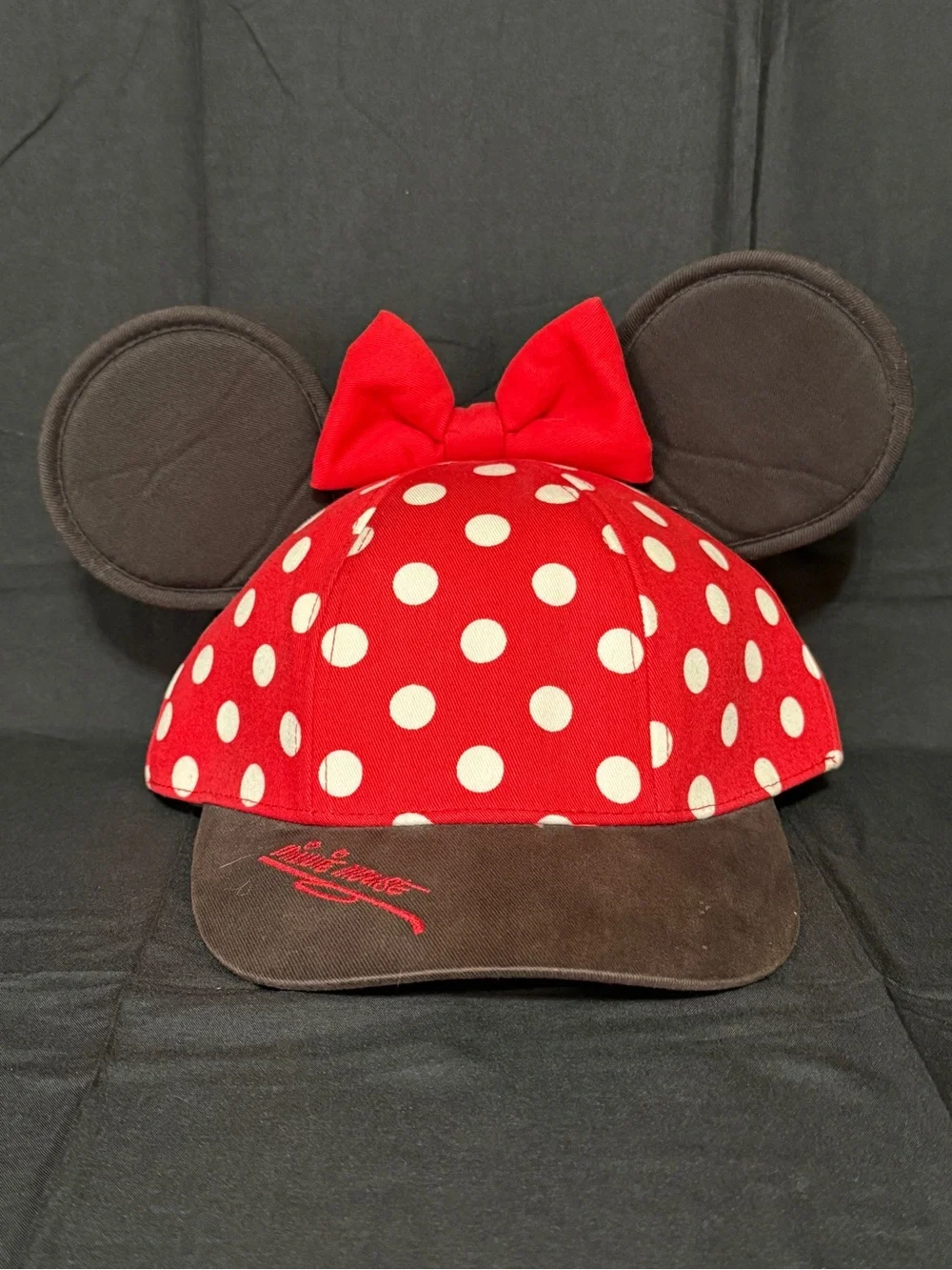 Disney Red Polka Dot Minnie Mouse Ear Cap with Bow