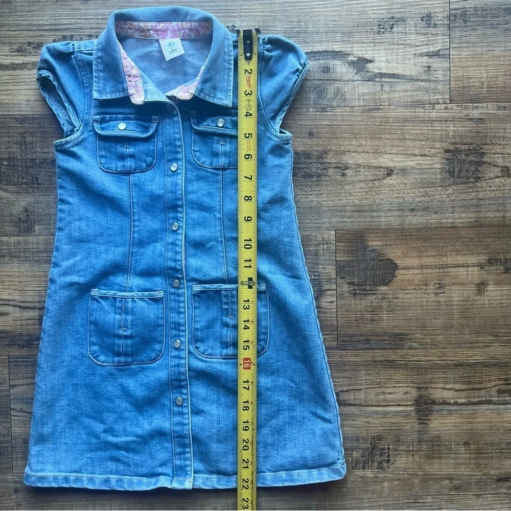 Vintage Old Navy Toddler Girls Denim Pearl Snap Button Retro Dress Size 4t