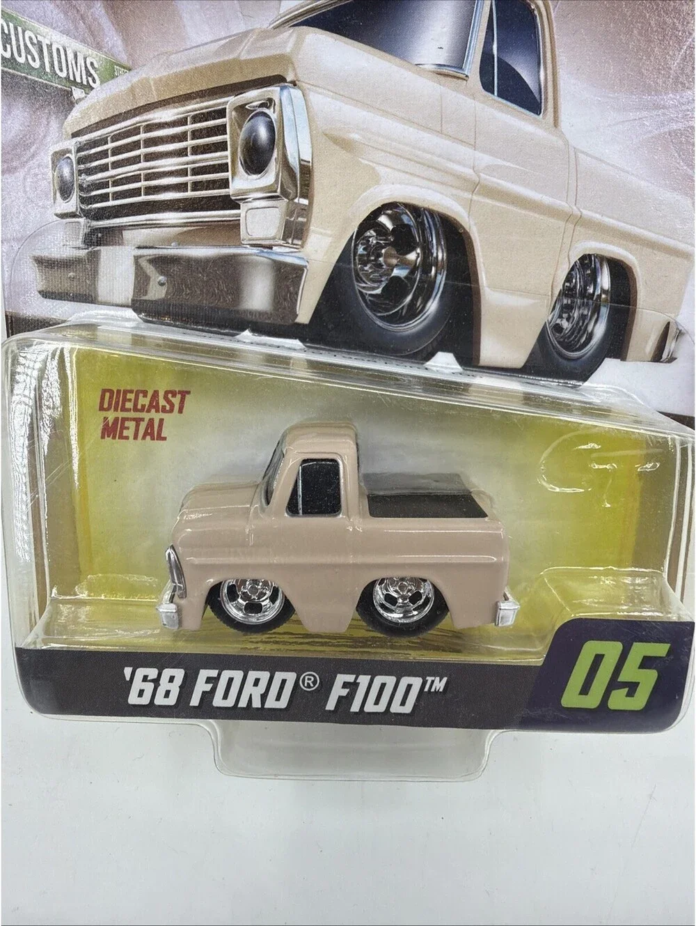 2026 MGA Car Tuned Series 10 '68 Ford F100 #05 Beige Pickup Truck 1:64 Diecast