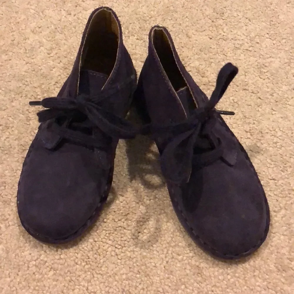 Ralph Lauren Girls Purple Suede Ankle Booties - Size 7 1/2