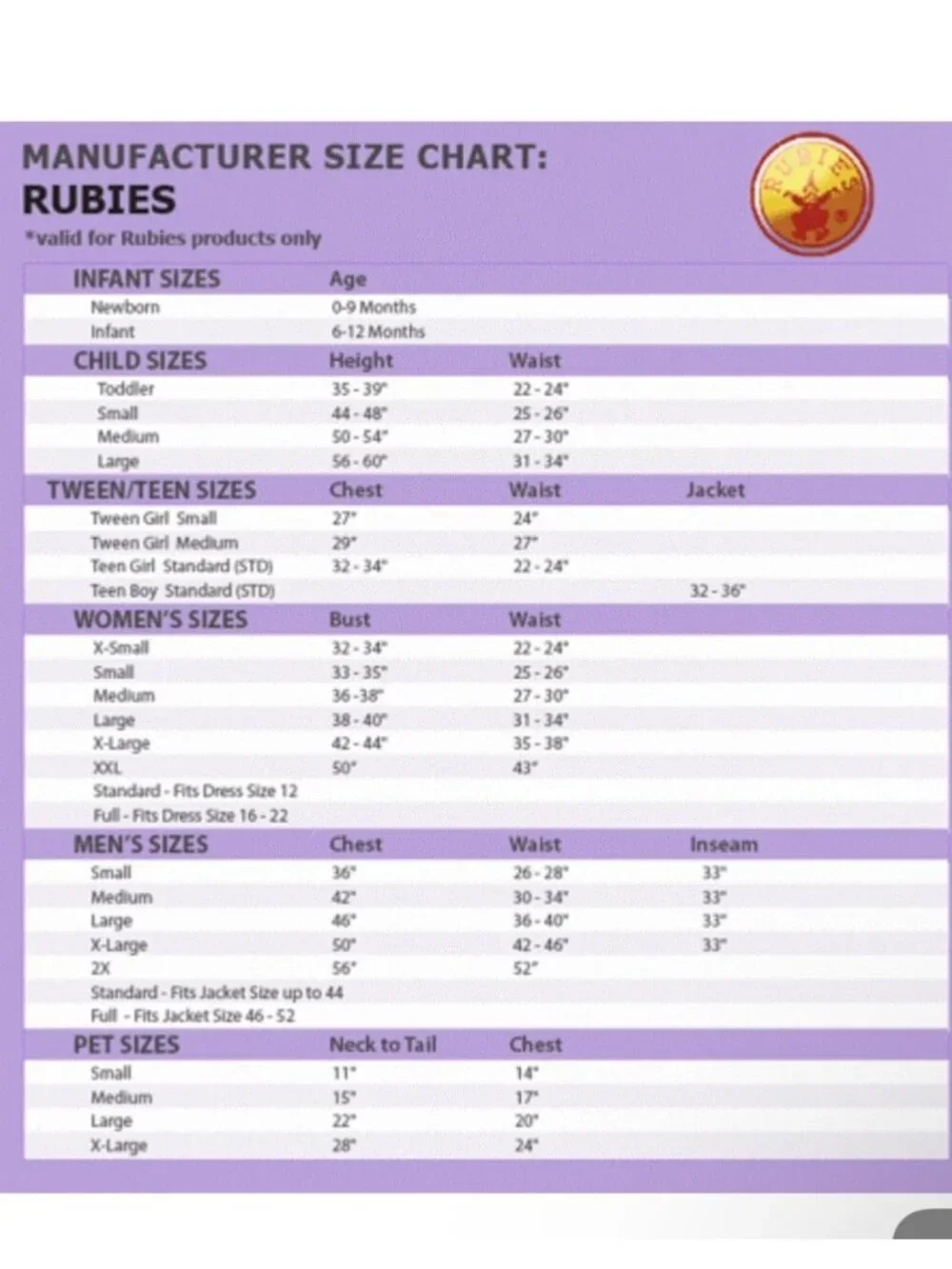 Rubies costume includes