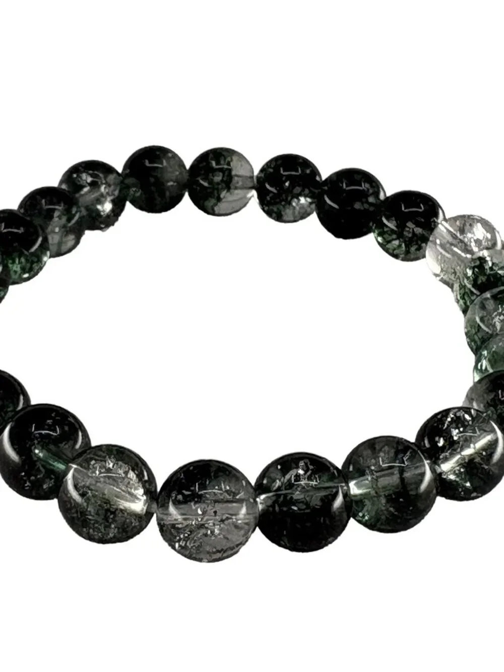 8mm Natural Green Phantom Ghost Quartz Bracelet Wealth Heart Chakra Healing Gift