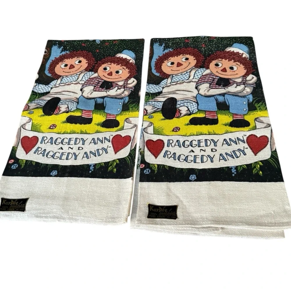 VINTAGE Kay Dee Raggedy Ann & Andy 100% Pure Linen New NOS Bobs-Merrill 1975 (2)