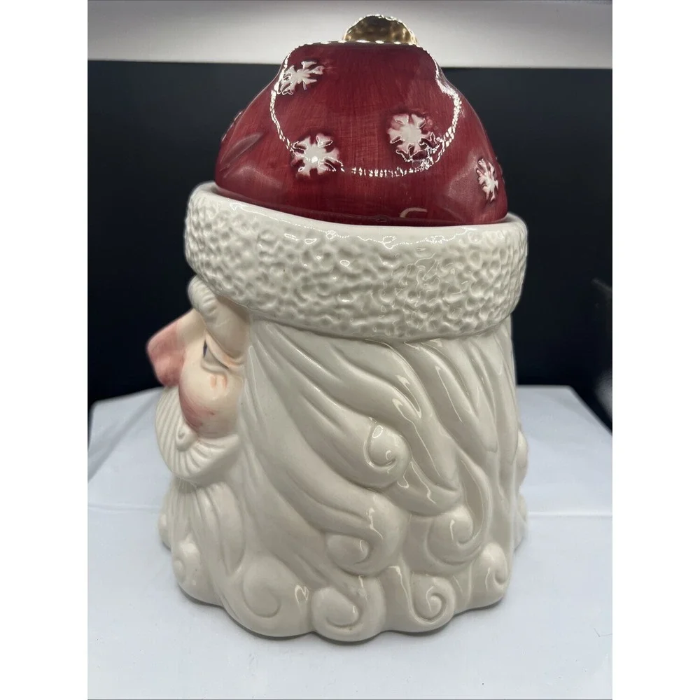 Vintage International Bazaar Christmas Santa Head Red Hat Ceramic Cookie Jar