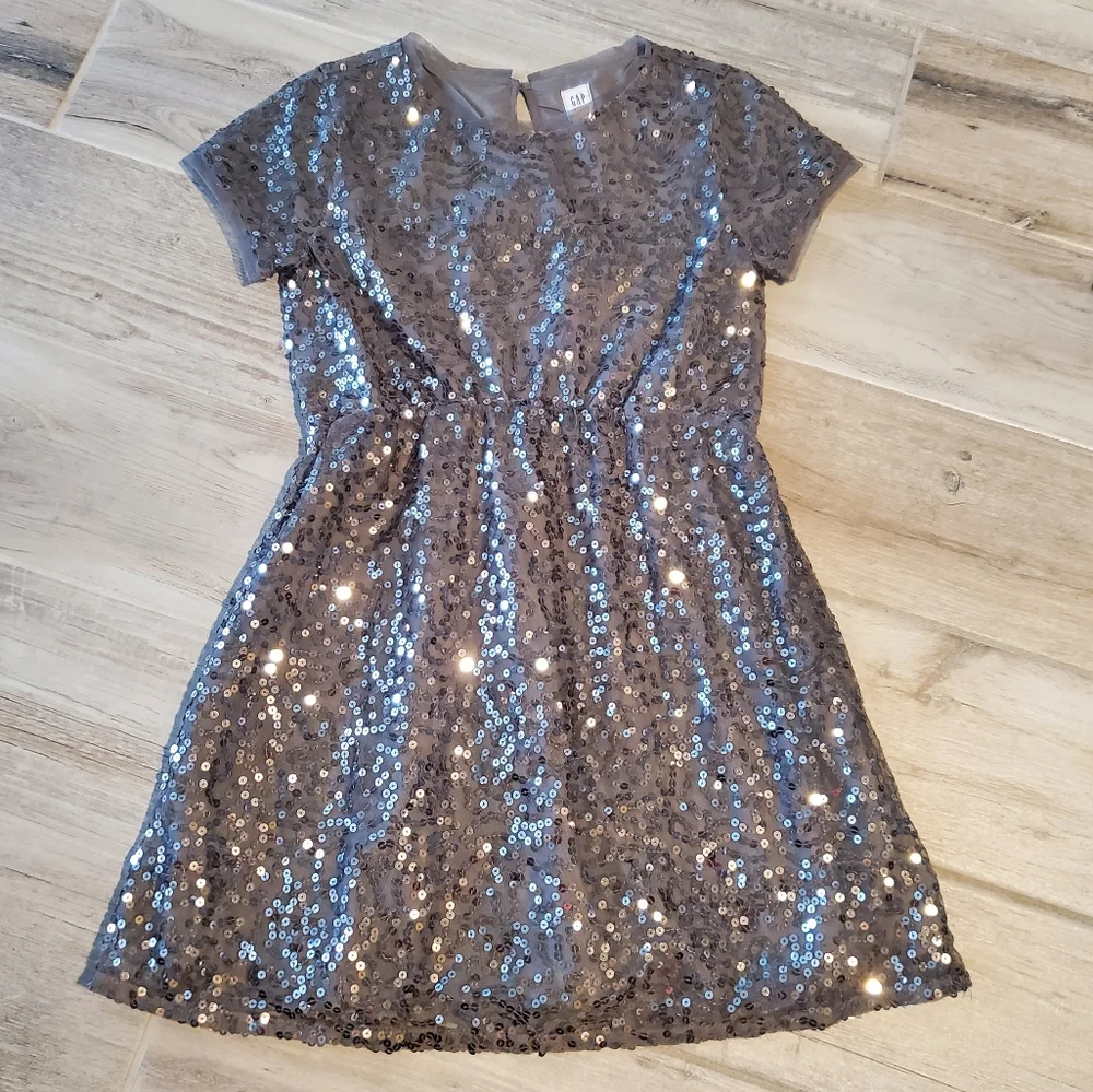 GAP Kids Siver Sequin Dress Medium 7 8 Party Holiday Fancy NWOT
