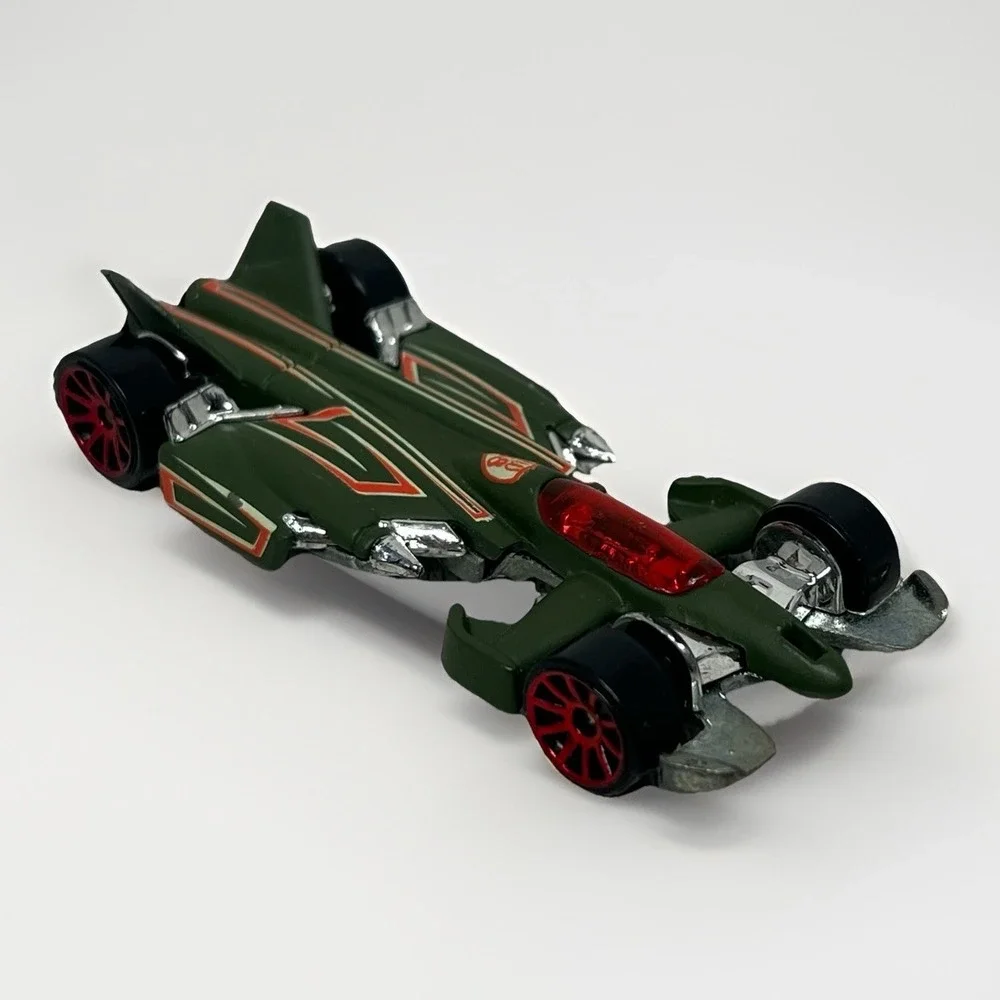 Hot Wheels Jet Threat 3.0 Olive‎ Green 2008 Jet Rides Red Wheels Loose
