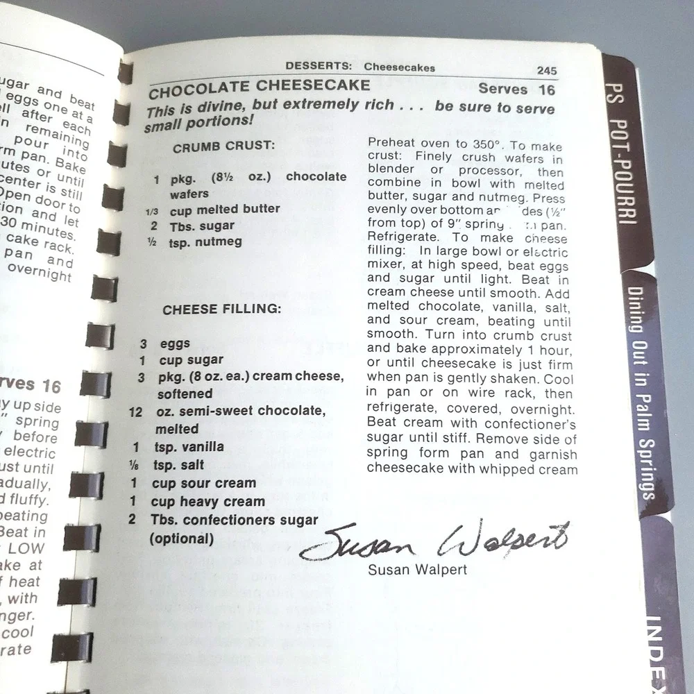Vintage 1982 Spiral A Taste of Palm Springs Cookbook CA Desert Celebrities‎ Post