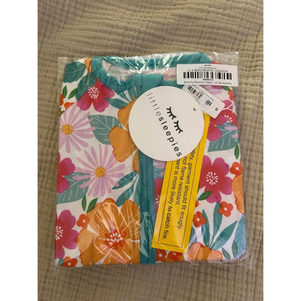 Little Sleepies Beachy Blooms Zippy Floral Bamboo Sleeper 12-18M LS-Z-BEACHBLM
