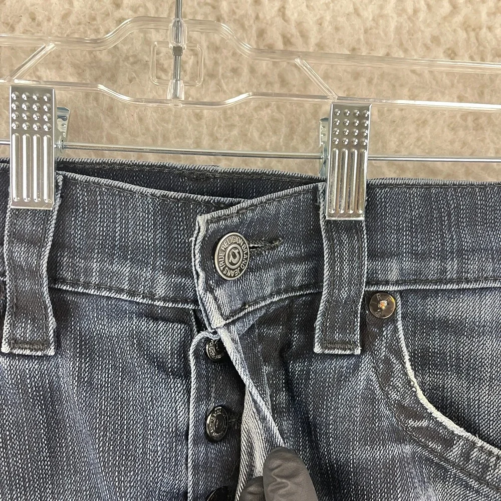 True Religion Blue Denim Geno‎ Straight Leg Jeans Mens Dark Wash Casual Size 33