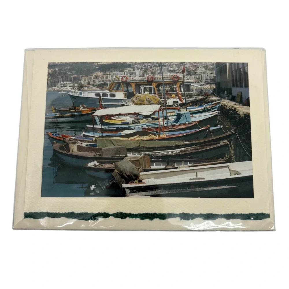 Design Imports Turkey Harbor Boats Greeting Card Blank Photography Nautical 5x7‎