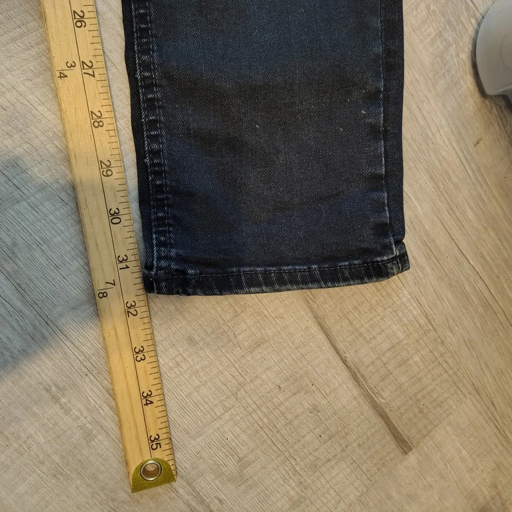 True Religion Rocco Relaxed Skinny Moto Jeans Black Ribbed Knee Mens 31