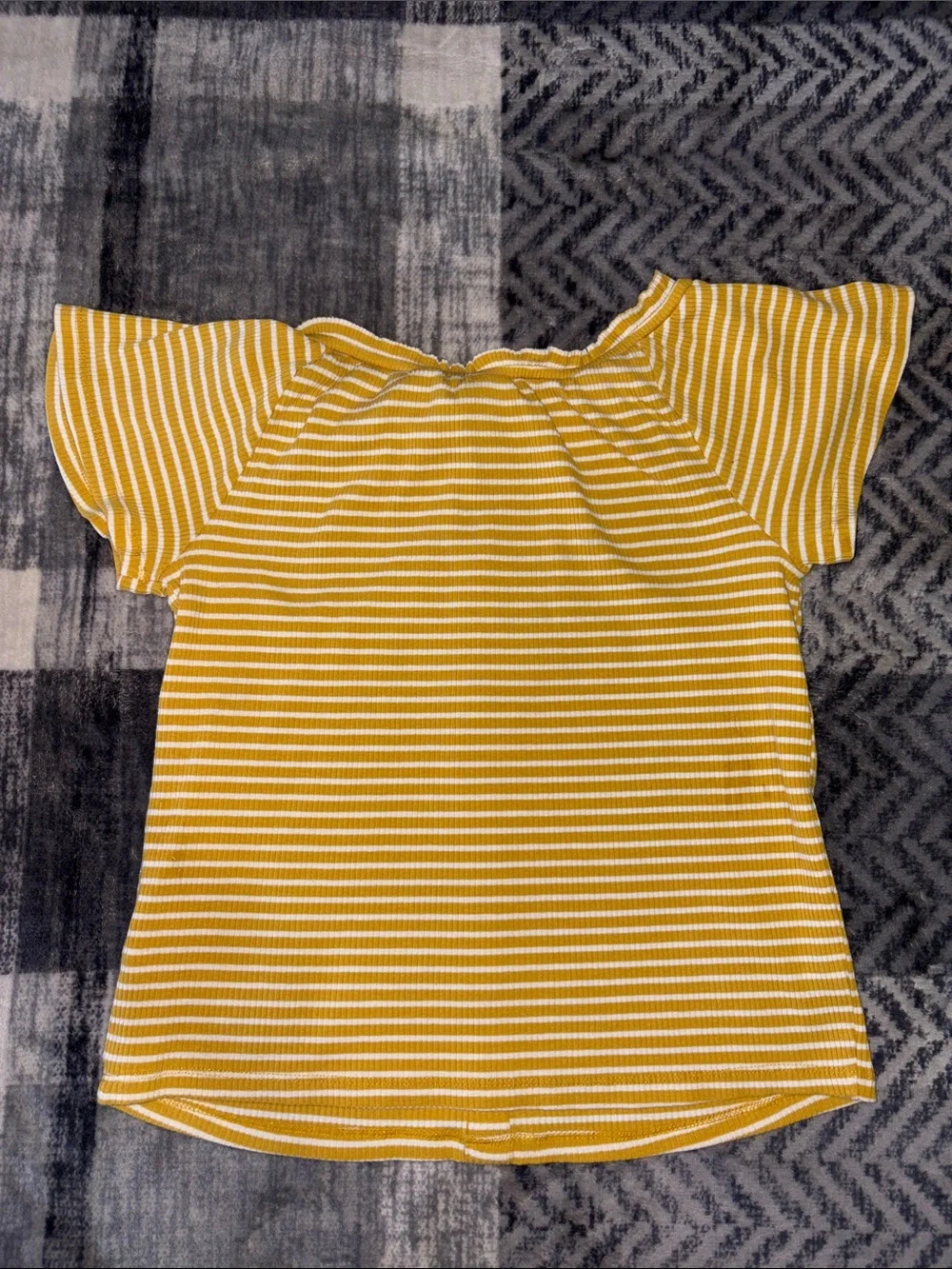 Old Navy Yellow & White Striped Button-Front Toddler Top