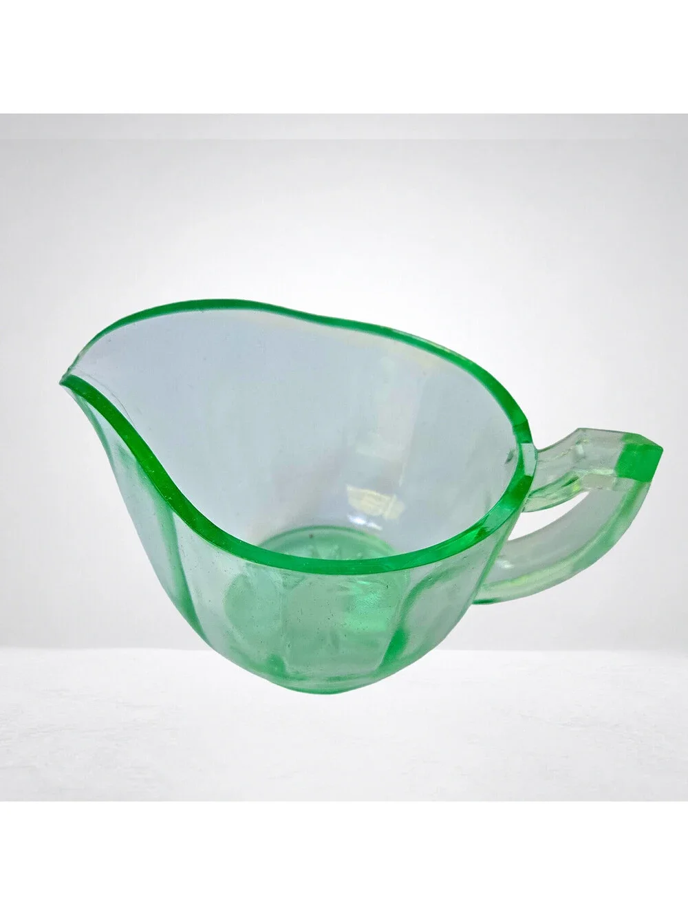Vaseline Uranium Glass Creamer Art Deco Bartlett Collins Glows