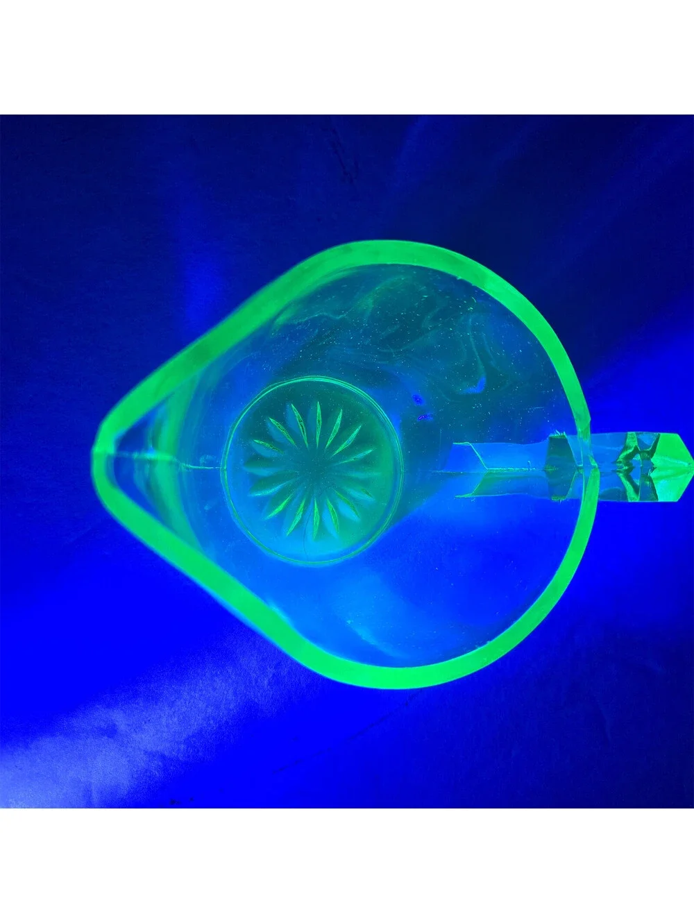 Vaseline Uranium Glass Creamer Art Deco Bartlett Collins Glows