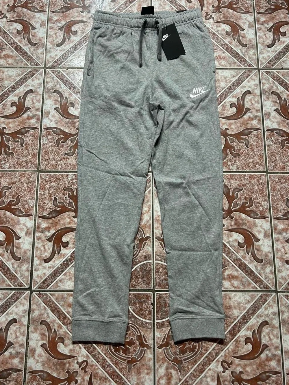 Nike Kids Gray Heather Joggers with White Logo