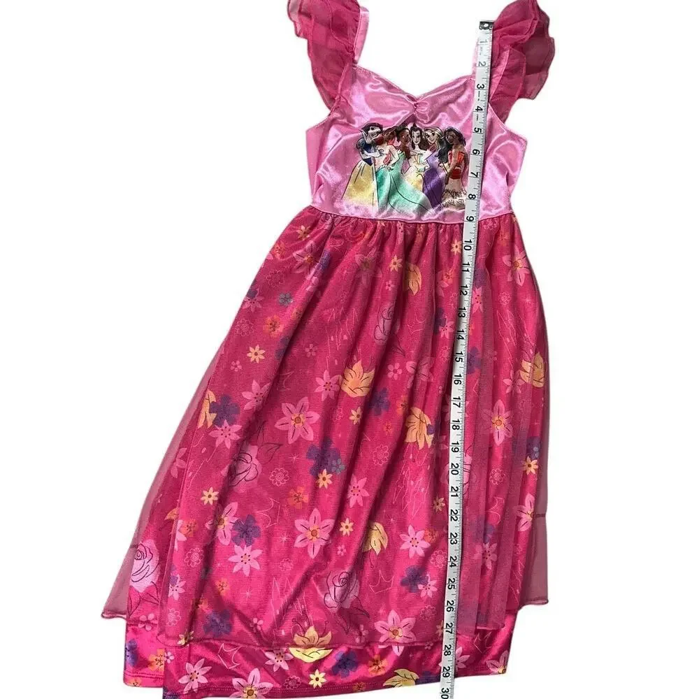 Disney Princess Pink Dress Kids Size 6 Nightgown Costume Jammies Floral Mesh