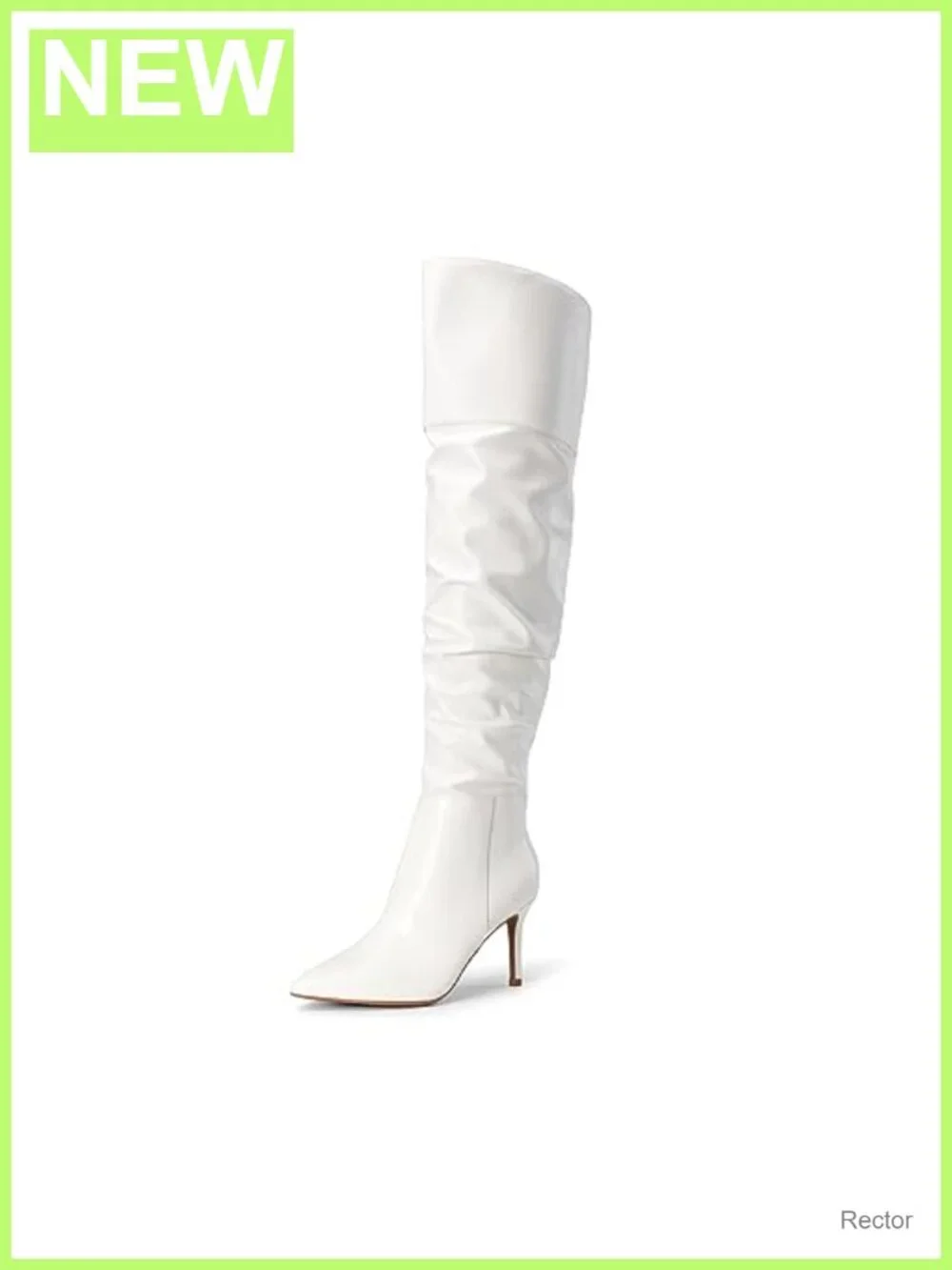 Over the Knee Heel Boots Faux Leather Pointed Toe Zip Women's