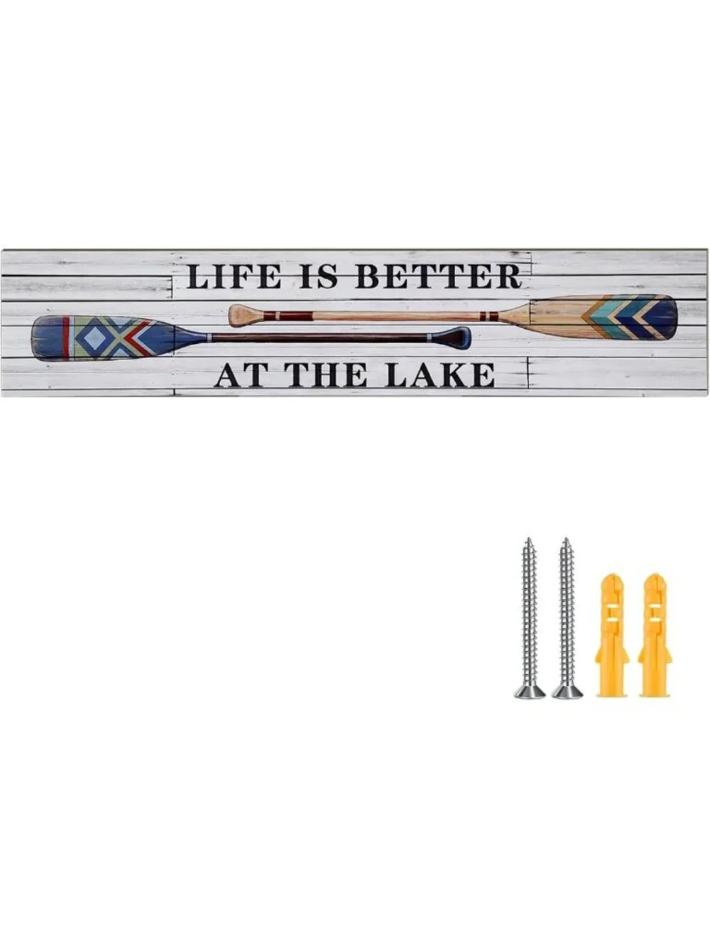 Rustic Lake Life Decor Sign - 36” Pine Wood Wall Art for Porch, Entryway & Home