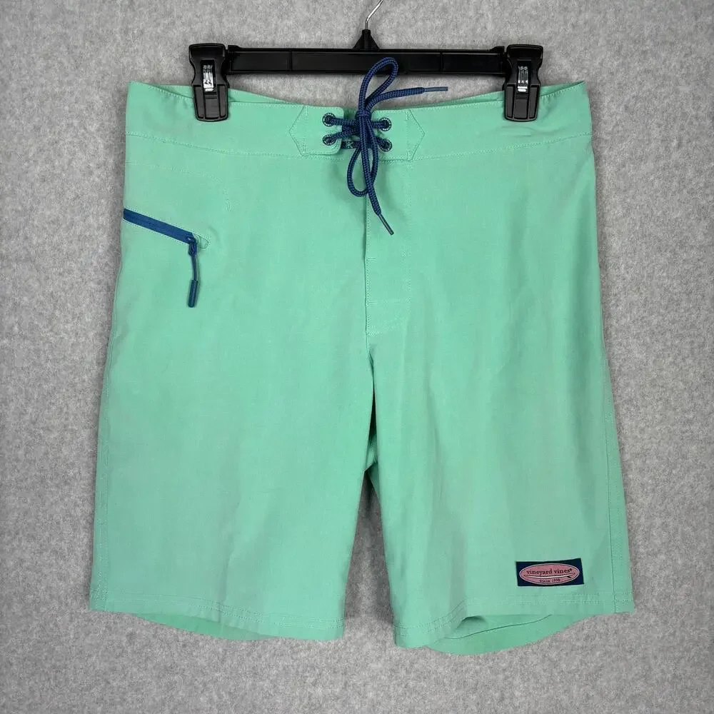 Vineyard Vines Swim Trunk Men Size 28 Green Board Shorts Unlined Seafoam Mint 9