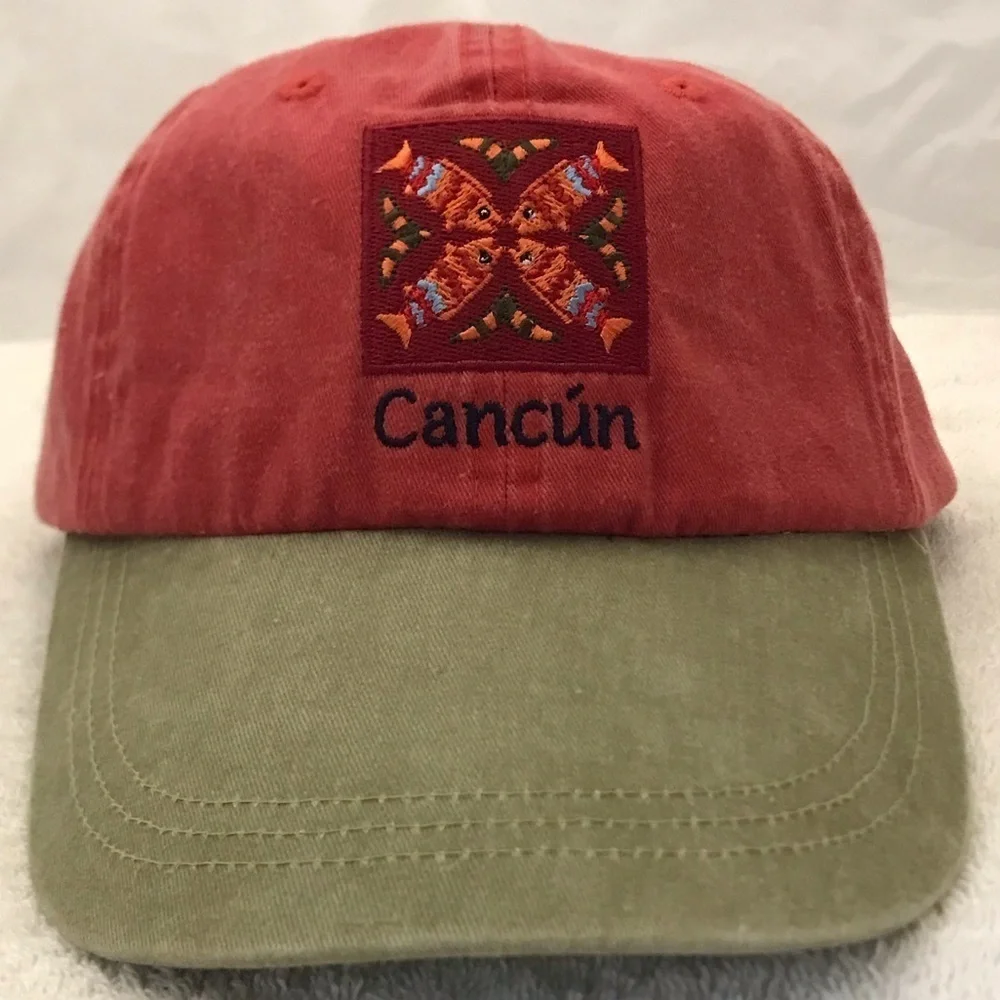 JS International for Cancun Adjustable Pink & Tan Cotton Travel Beach Ball Cap