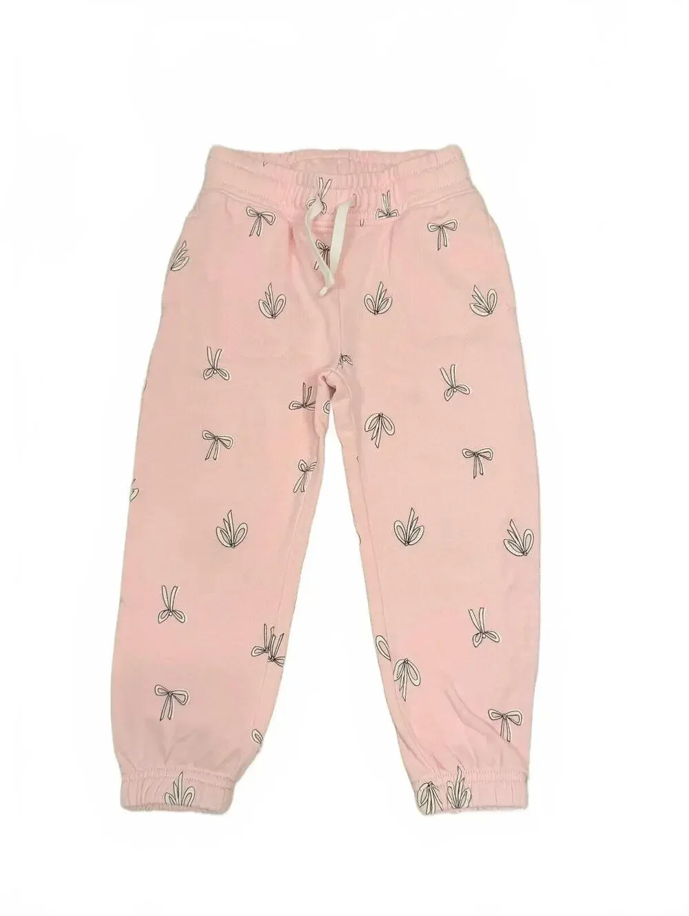 Old Navy‎ Girls Size 3T Pink Bow Print Zip Up Hoodie Sweatpants Jogger Set 2PC