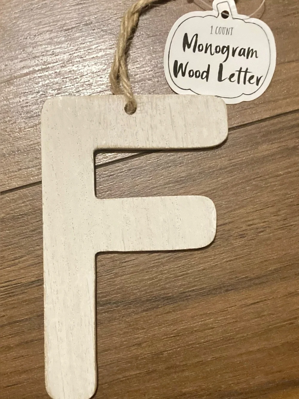 Target Bullseye Monogram Letter “F” Christmas Ornament White Wood Initial 6