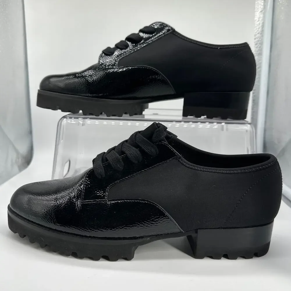 Donald Pliner Elee Lug Sole Platform Oxford Shoes Lace Up Black Leather Sz 8.5