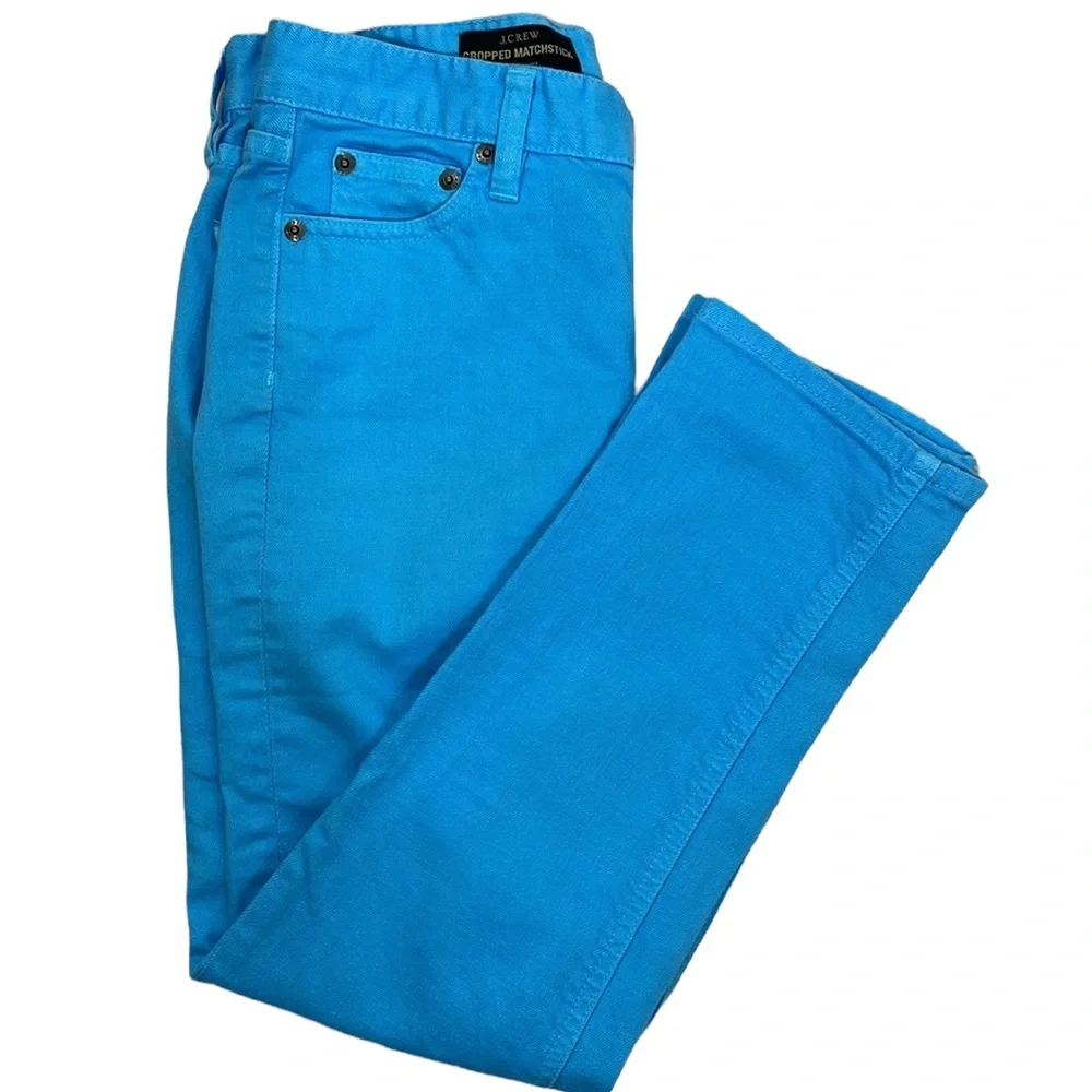 J. Crew Cropped matchstick blue jeans.