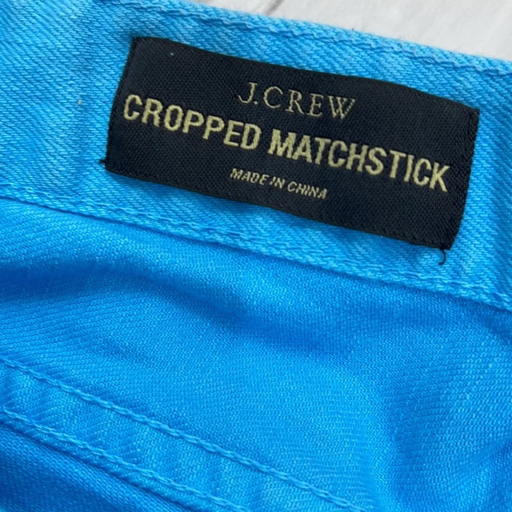 J. Crew Cropped matchstick blue jeans.