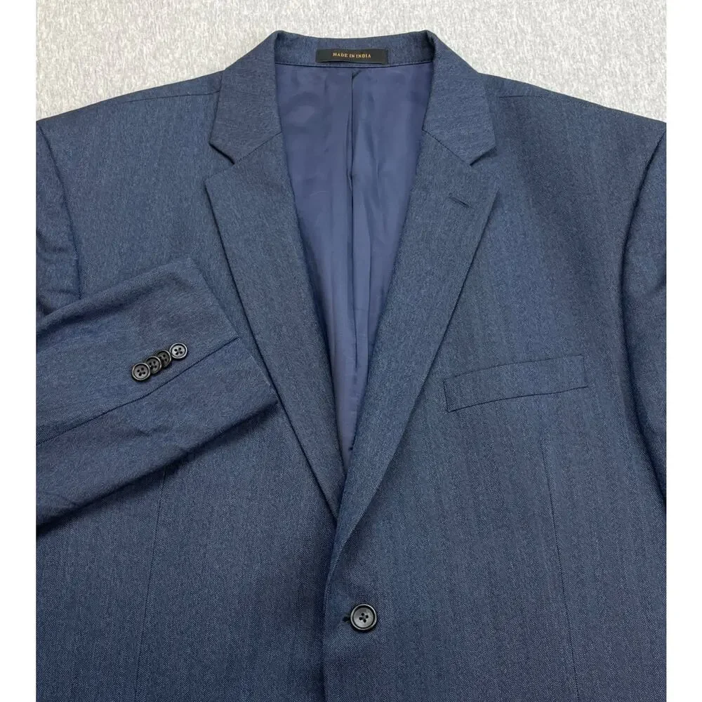 Jos A‎ Bank Blazer Mens 48R Herringbone Wool Silk Blend 2-Button Single Breast