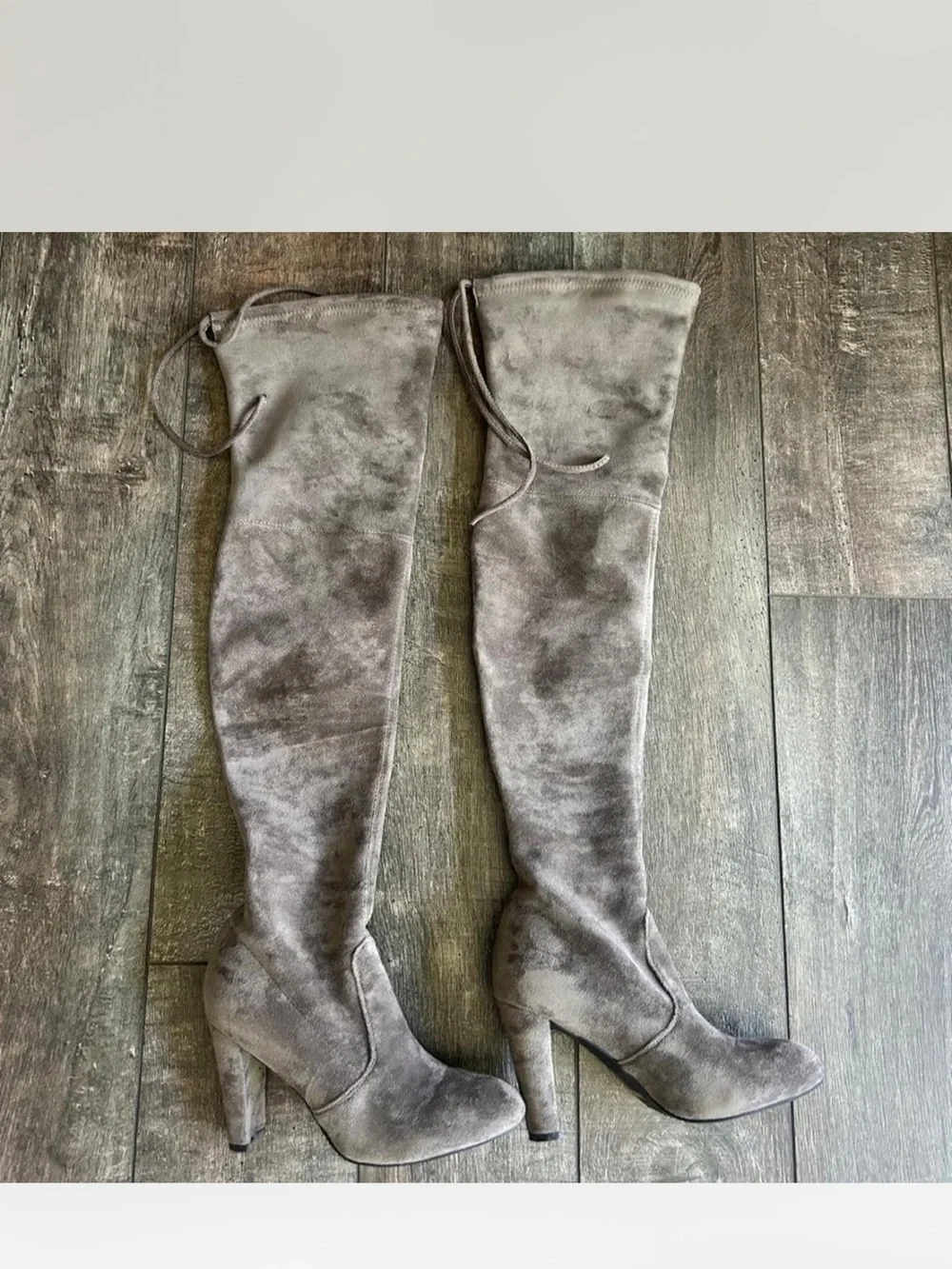 Women's Over-the-Knee Suede High Heel Boots - Gray
