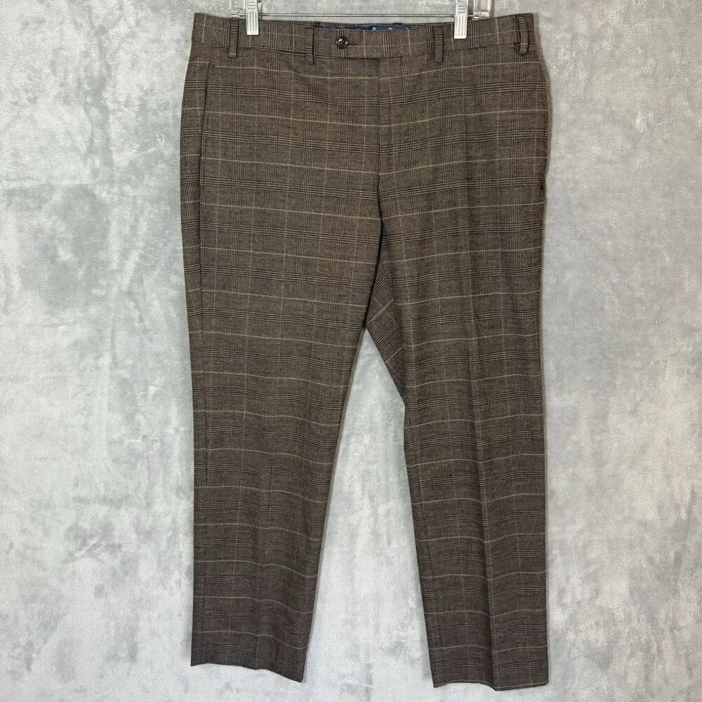 Lauren Ralph Lauren Dress Pants 36x30 (Inseam 28) Brown Glen Plaid Windowpane