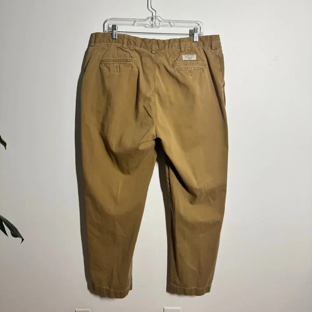Ralph Lauren Original Classic Polo Chino Men 38/32 Tan Preppy‎ Minimal Old Money