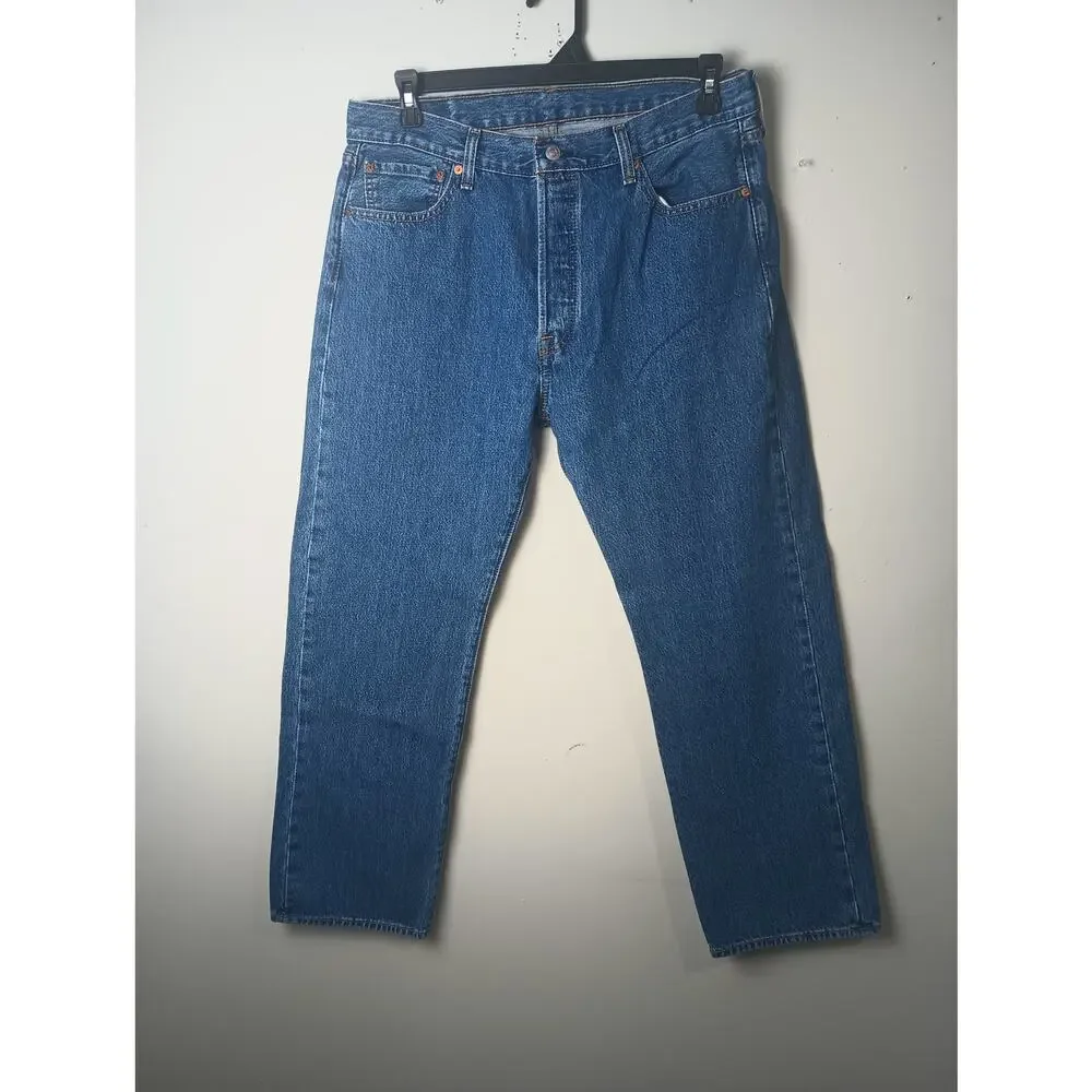 Levi's Men's 501 Button Fly Demin Jeans Size 36 x 30 Medium‎ Wash Work Utility
