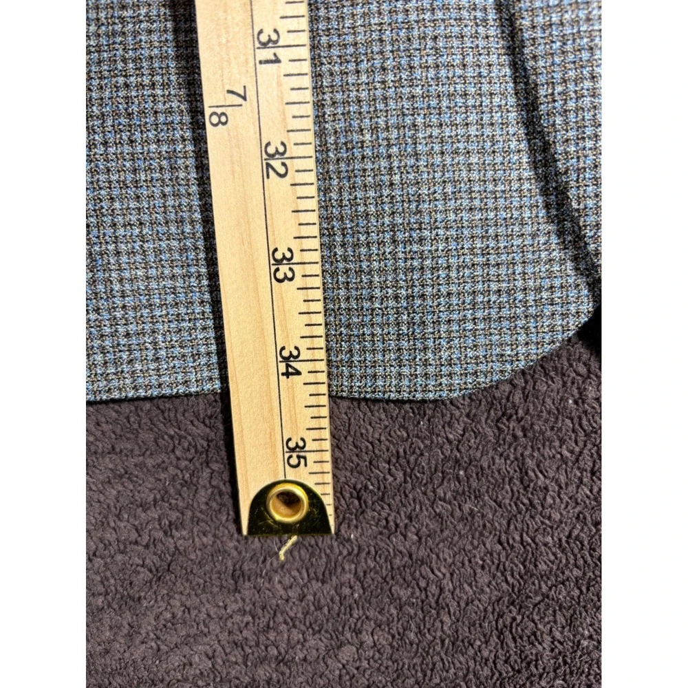 Jos A Bank Mens 50R Wool Sport Coat Blazer Blue Brown Micro Check 2‎ Button