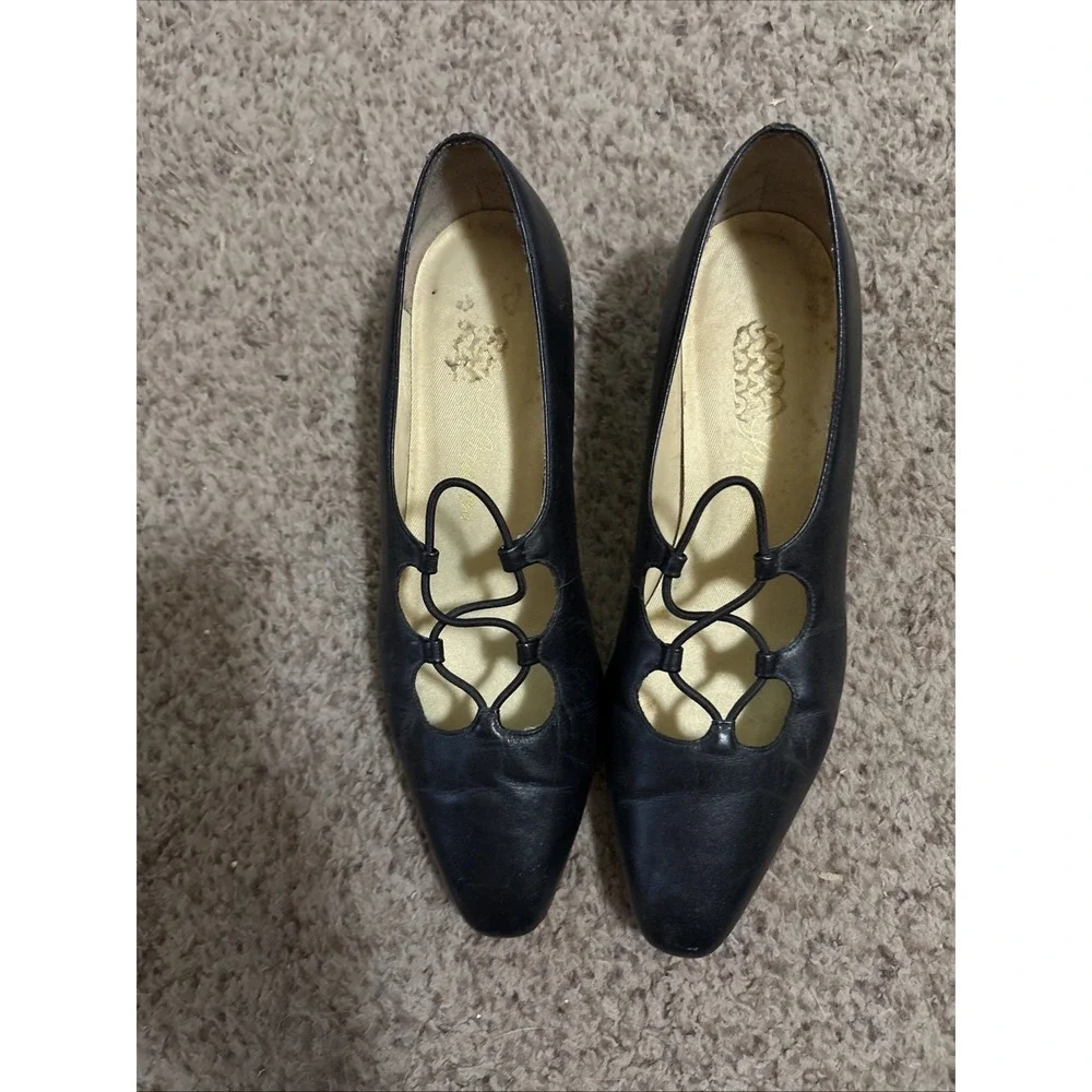 Life Stride Leather Dress Shoes Women's 8N Black‎ Slip On