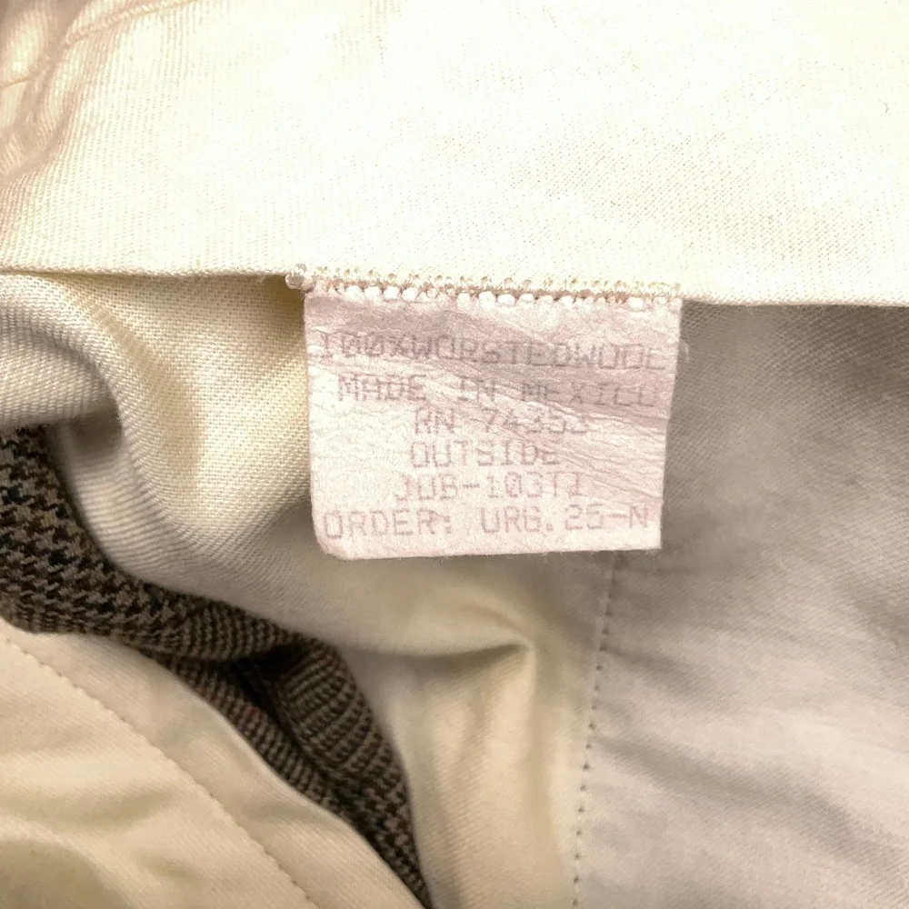 Brooks Brothers Mens‎ 38W 28L Brown Glen Plaid Career Trousers Worsted Wool