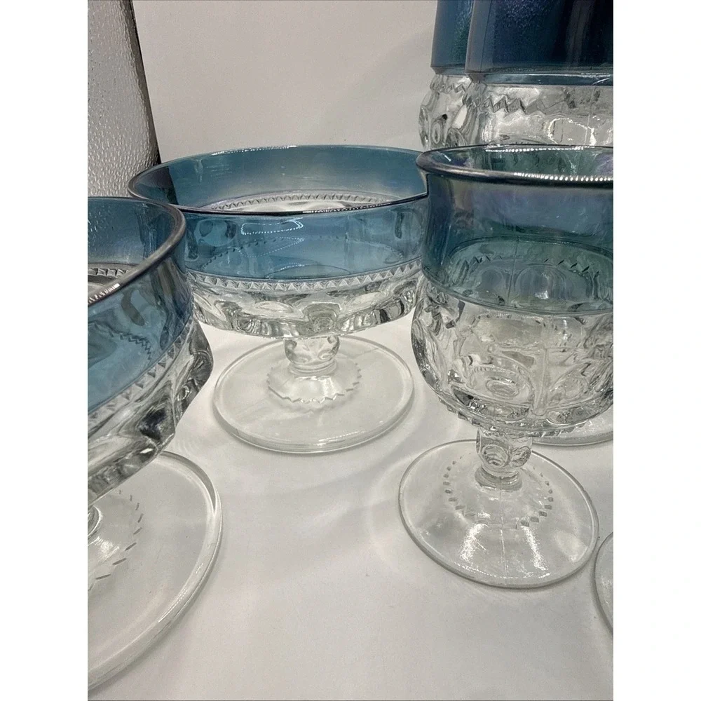 Blue Crown By Colony Set‎ 4 Wine Cup, Water Goblet, Dessert Dish (12 Pieces)