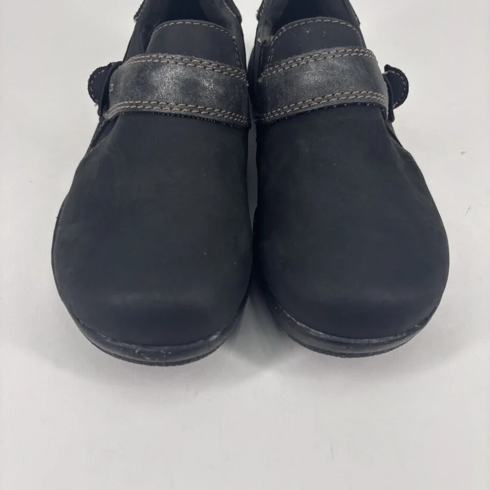 Clarks Roseville Dot Loafers Women's‎ US 5.5 Black Leather Comfort Slip-On Shoes