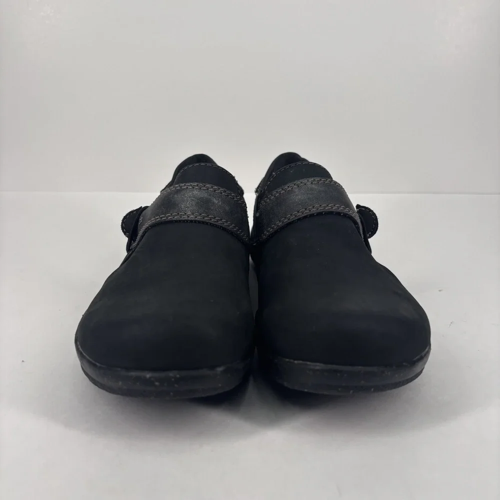 Clarks Roseville Dot Loafers Women's‎ US 5.5 Black Leather Comfort Slip-On Shoes