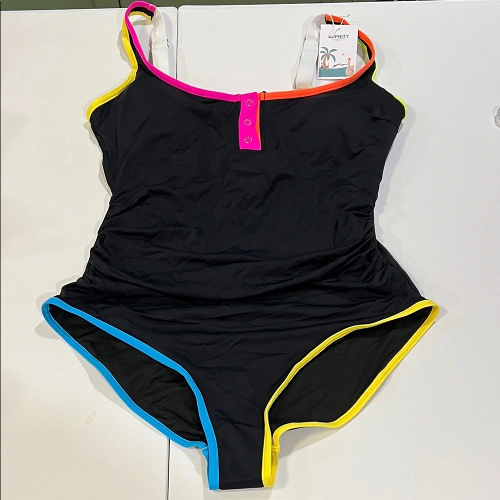 B2Prity - L, black a neon trimmed‎ suit, 1 piece