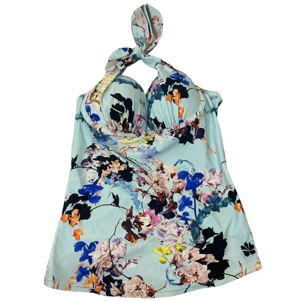 Hapari Swimwear Tankini Top Slimming Women's Size Medium M Floral Print Swimsuit