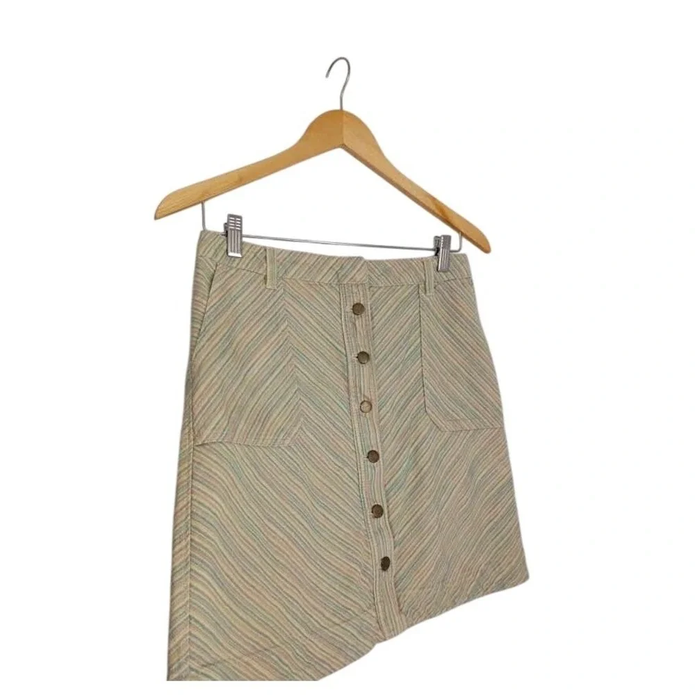 AnthropologieCloth & Stone Striped Mini Skirt Button Front 100% Cotton W28 S‎ 8