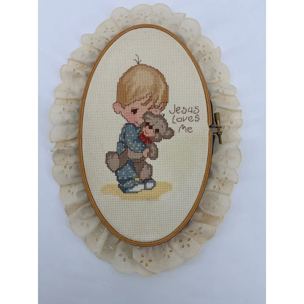 Prescious Moments‎ Cross Stitched Piece, Handmade, Vintage