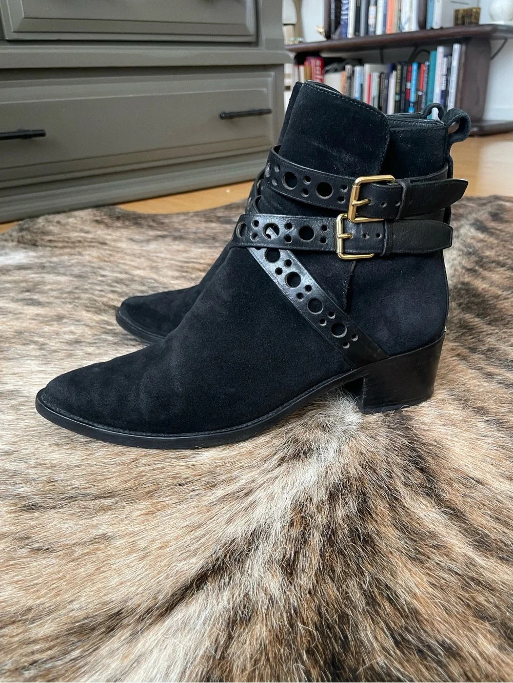 Burberry black suede