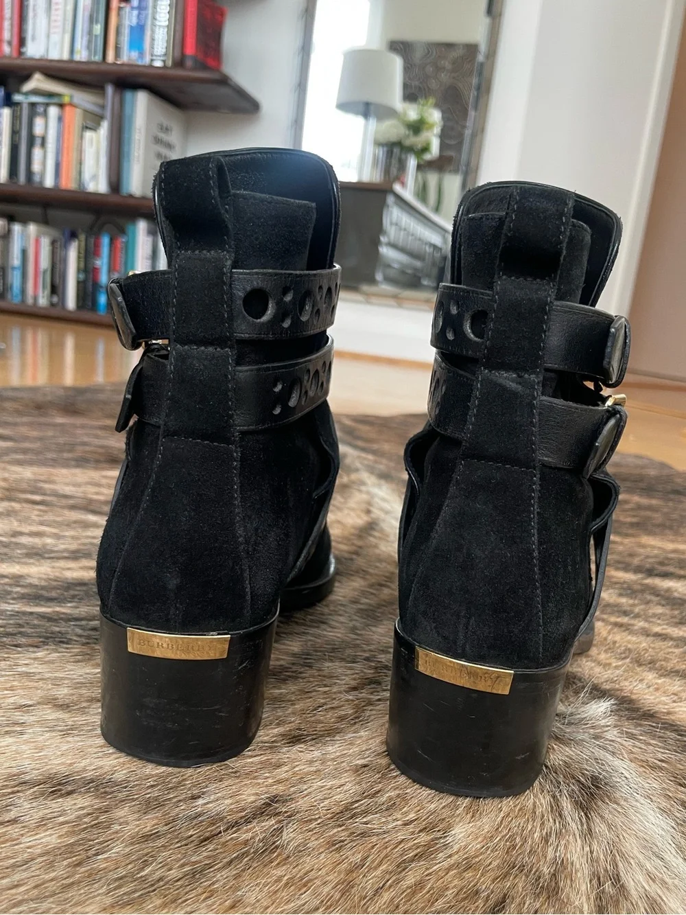 Burberry black suede